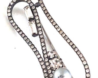 Broche ceinture en strass transparents, épingle à écharpe ancienne, épingle pour kilt, mariage de mariée, géométrique vertical, bijoux tendance, accessoire ceinture, anniversaire