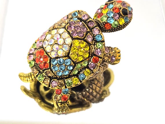 Big Elastic Stretch Turtle Ring, Ring with Animal… - image 8