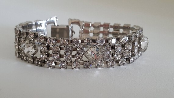 Vintage Rhinestone Bracelet/Bridal Bracelet/Rhine… - image 2