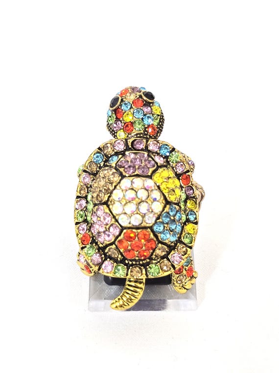 Big Elastic Stretch Turtle Ring, Ring with Animal… - image 11