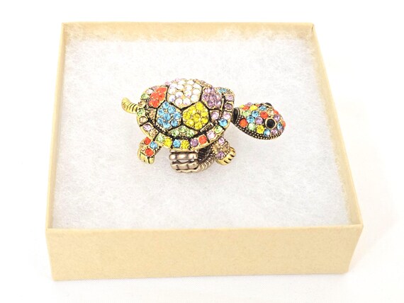 Big Elastic Stretch Turtle Ring, Ring with Animal… - image 10