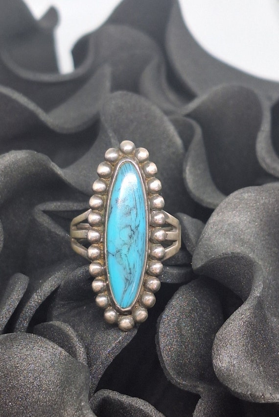Size 6.5 Natural Kingman Turquoise Ring, Gemstone… - image 4