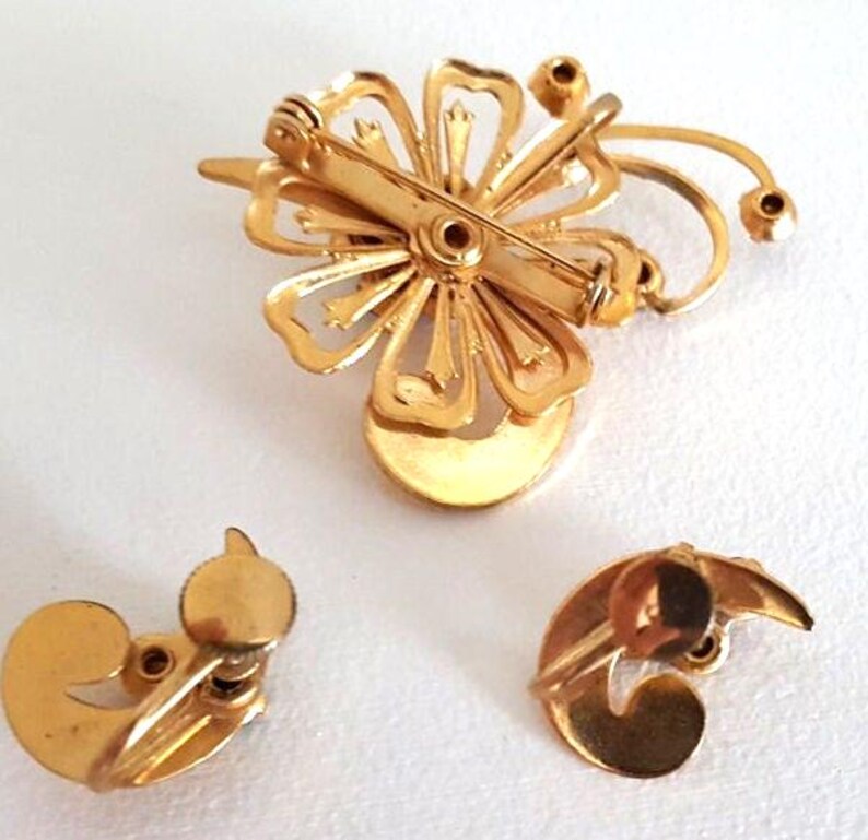 Conjunto de joyas de cristal con diamantes de imitación morados, pendientes vintage con broche floral y cierre de rosca, broche de flor de amatista con piedra natal, regalo de cumpleaños para mamá. imagen 6