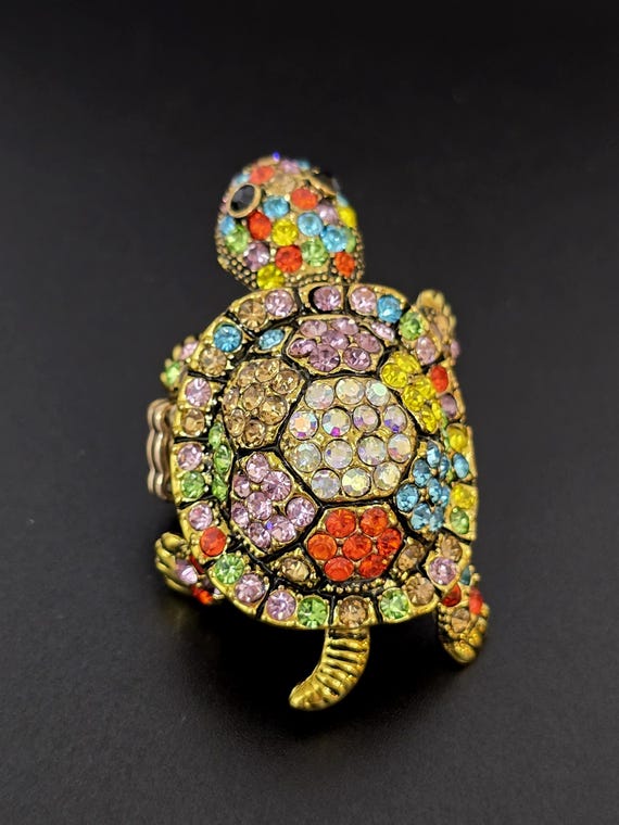Big Elastic Stretch Turtle Ring, Ring with Animal… - image 2