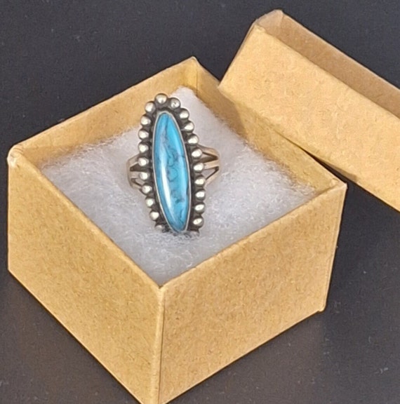 Size 6.5 Natural Kingman Turquoise Ring, Gemstone… - image 1