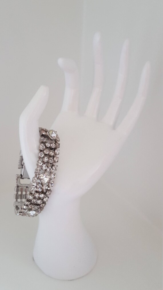 Vintage Rhinestone Bracelet/Bridal Bracelet/Rhine… - image 9
