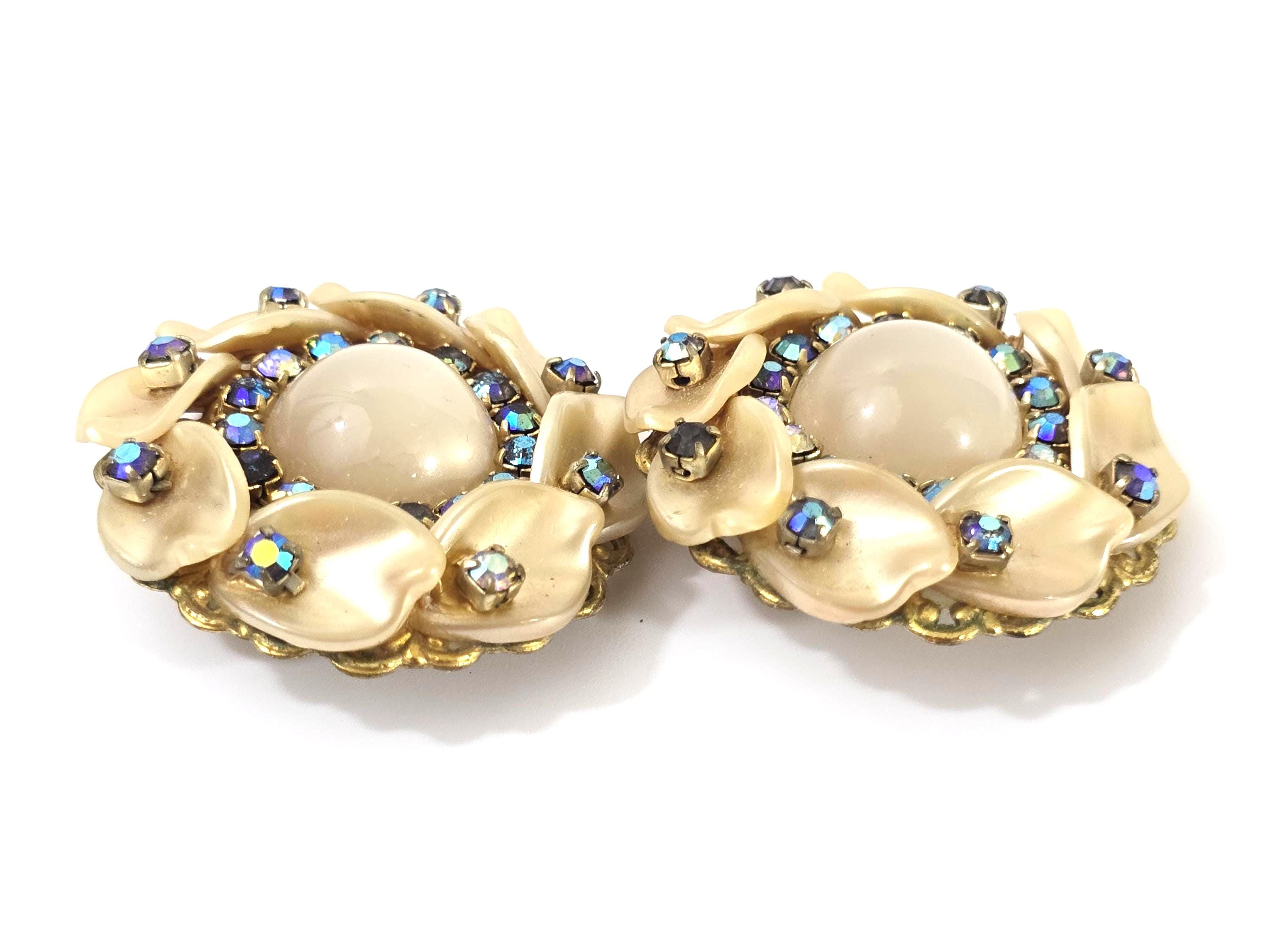 ヴィンテージ 未署名、ミリアム・ハスケル フラワー クリップオン