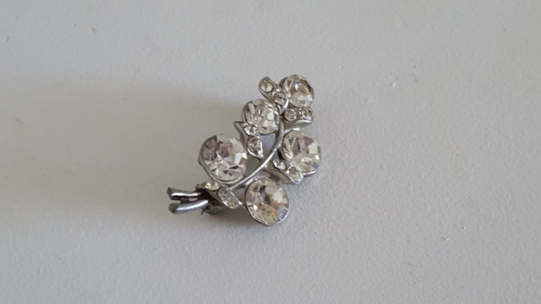 Vintage Rhinestone Flower Bouquet Brooch Pin Clear Etsy