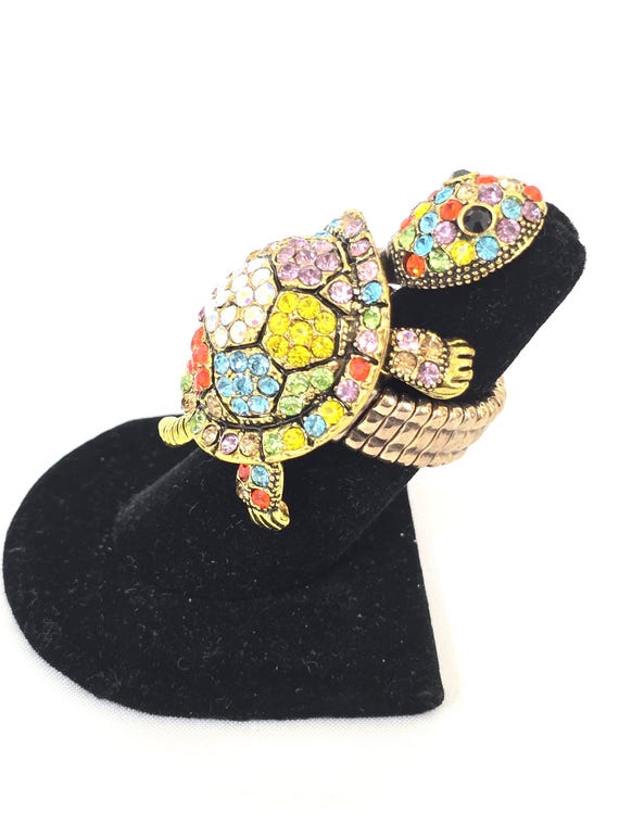 Big Elastic Stretch Turtle Ring, Ring with Animal… - image 12