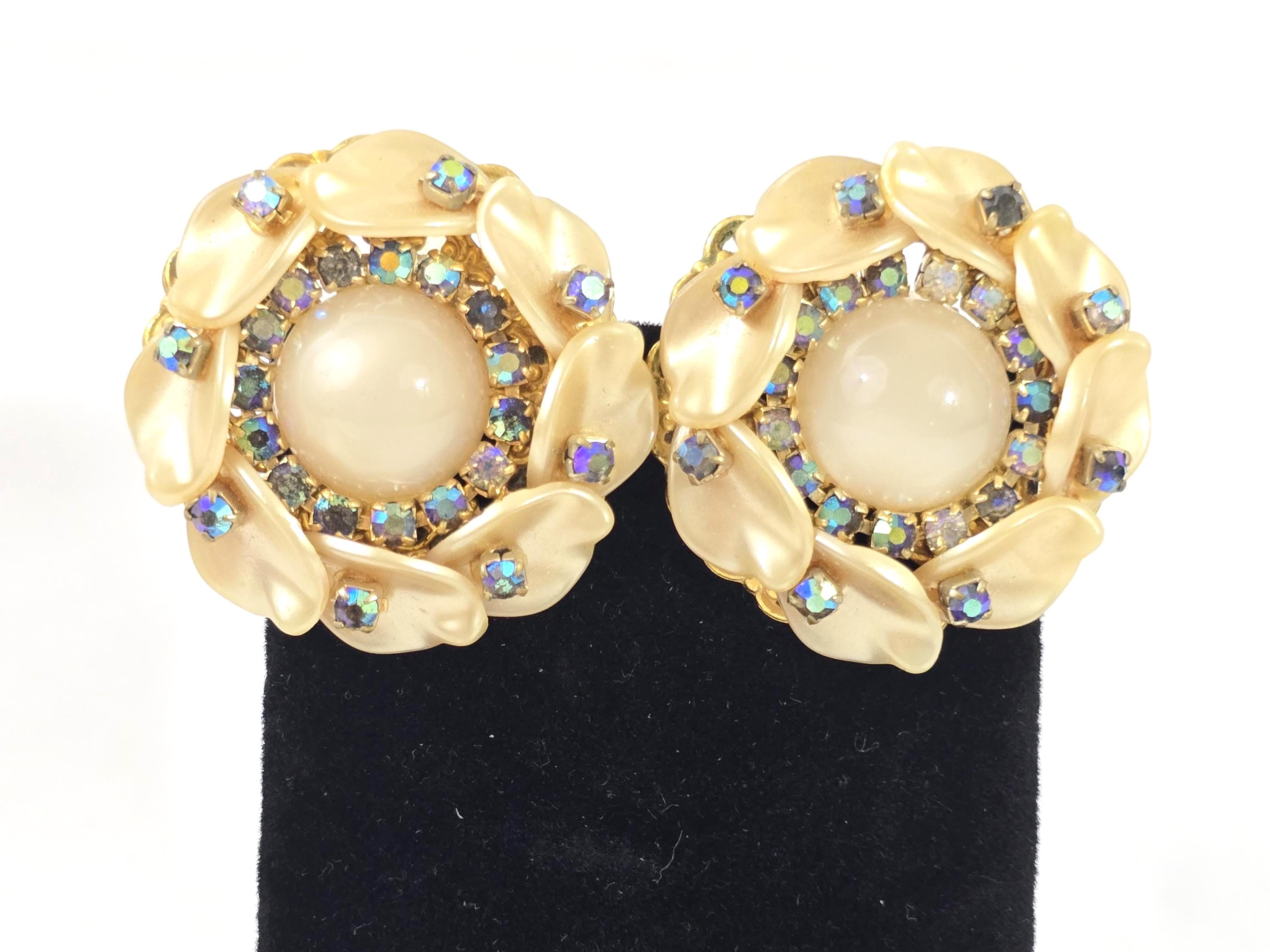 ヴィンテージ 署名なし、ミリアム・ハスケル フラワー クリップオン