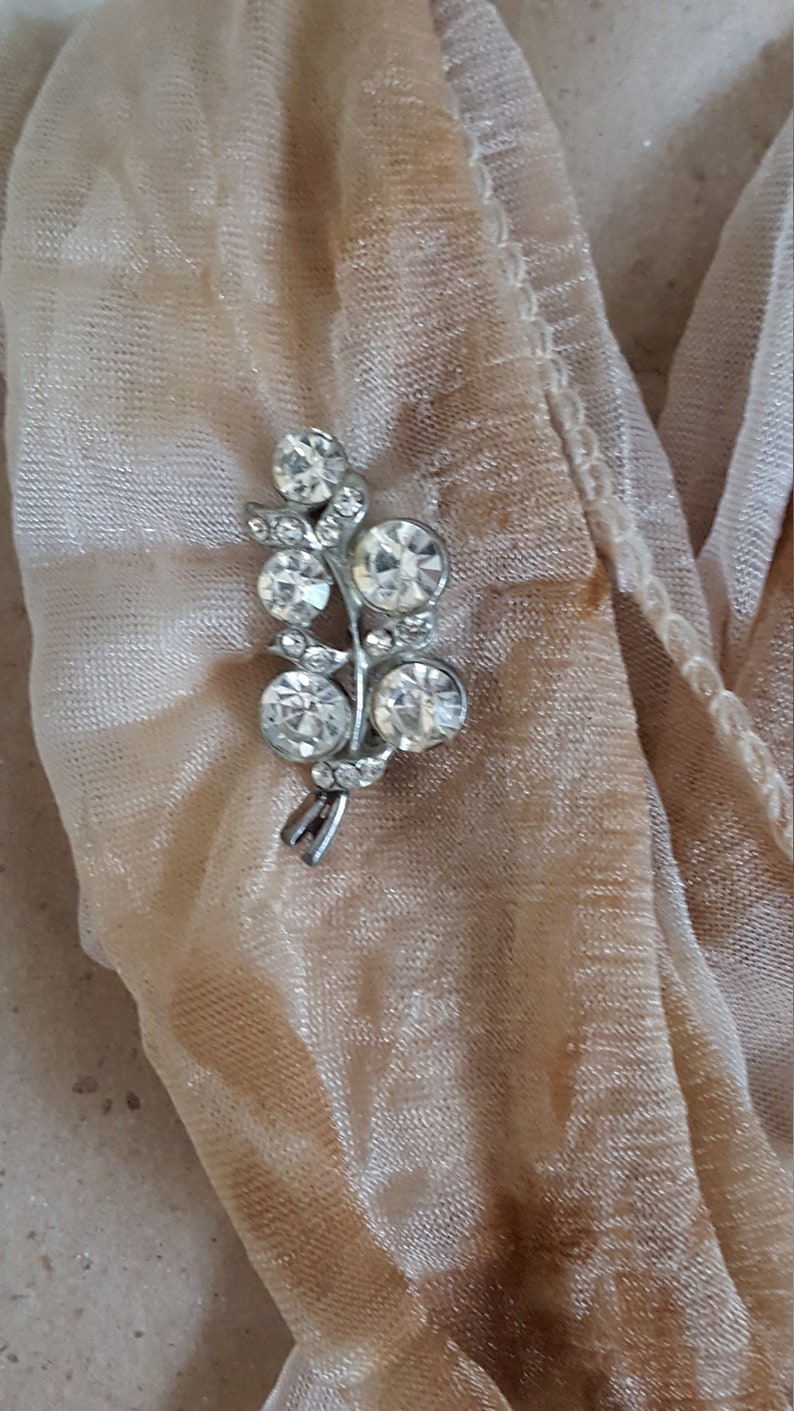 Vintage Rhinestone Flower Bouquet Brooch Pin Clear Etsy