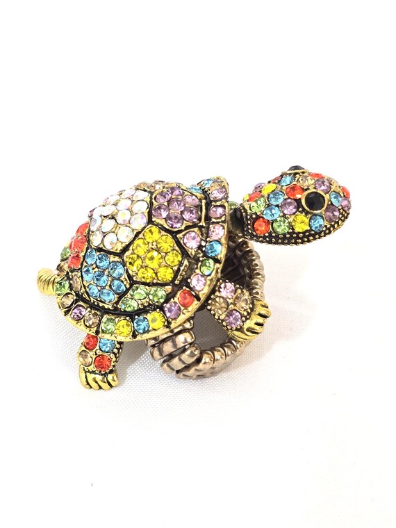Big Elastic Stretch Turtle Ring, Ring with Animal… - image 4