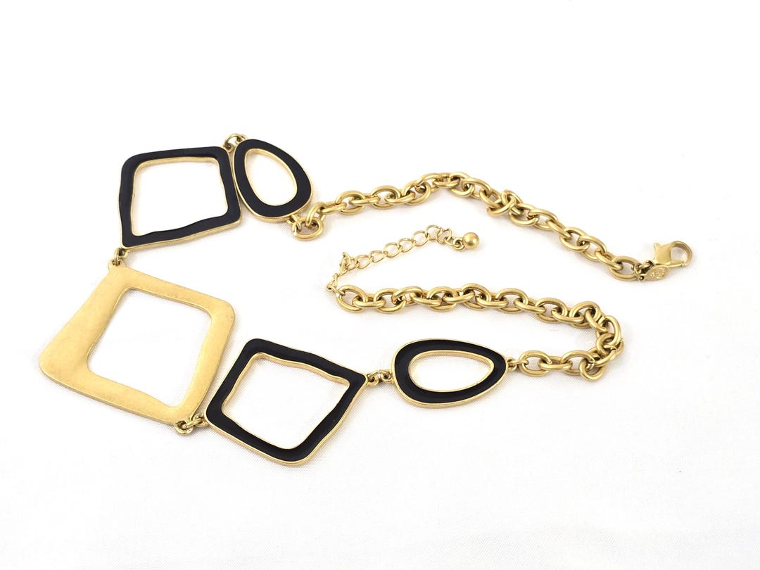 Collar reversible vintage de Premier Designs, con esmalte negro y ...