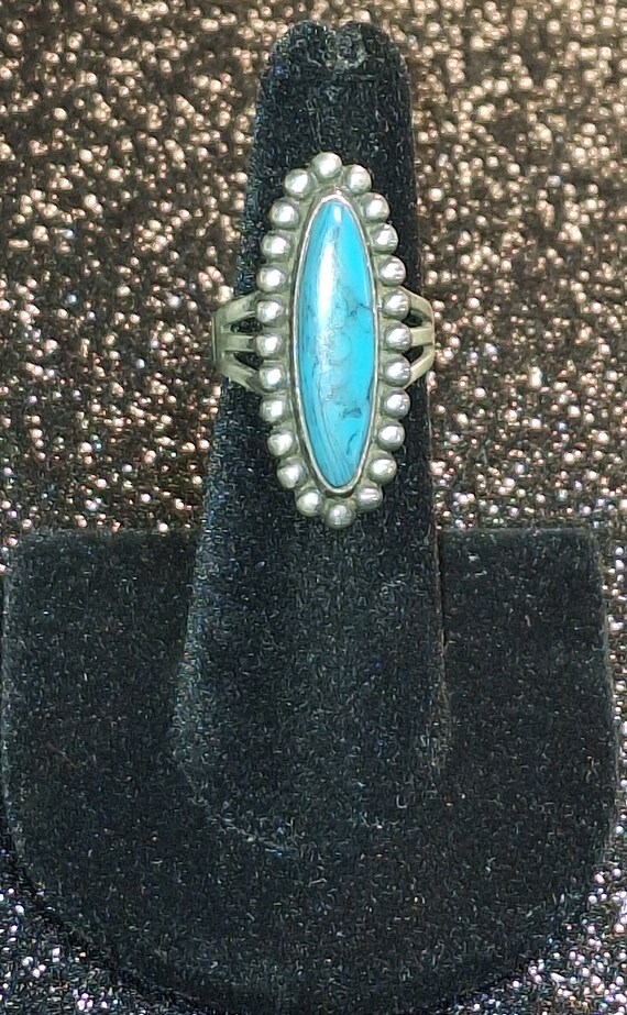 Size 6.5 Natural Kingman Turquoise Ring, Gemstone… - image 2