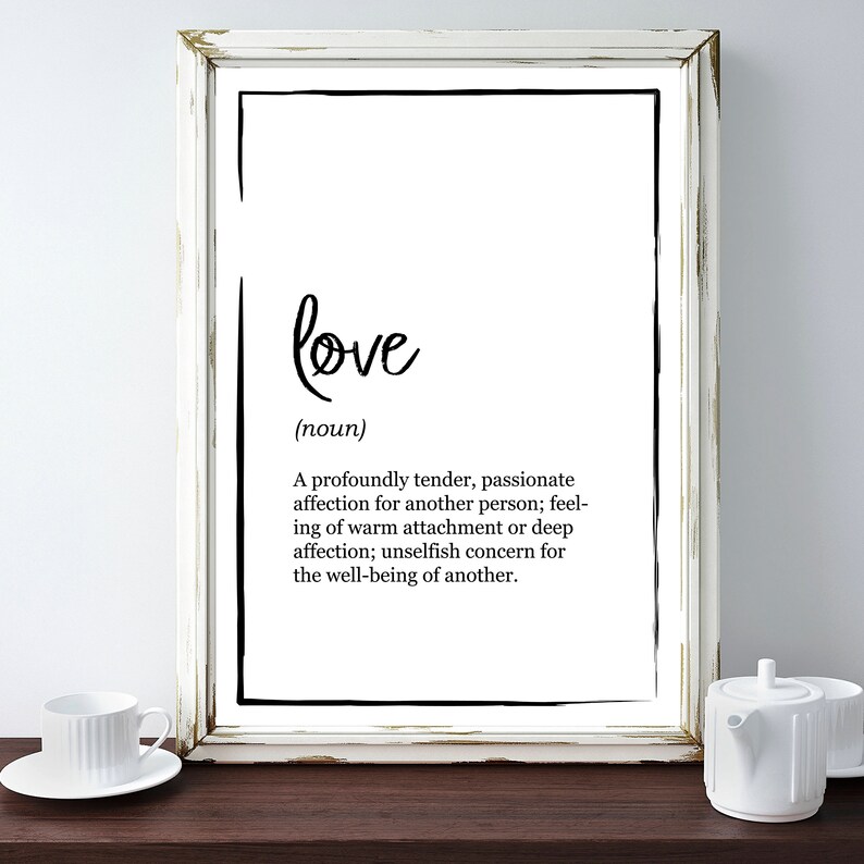 Love Definition Print Profoundly Tender Passionate Affection Etsy Canada