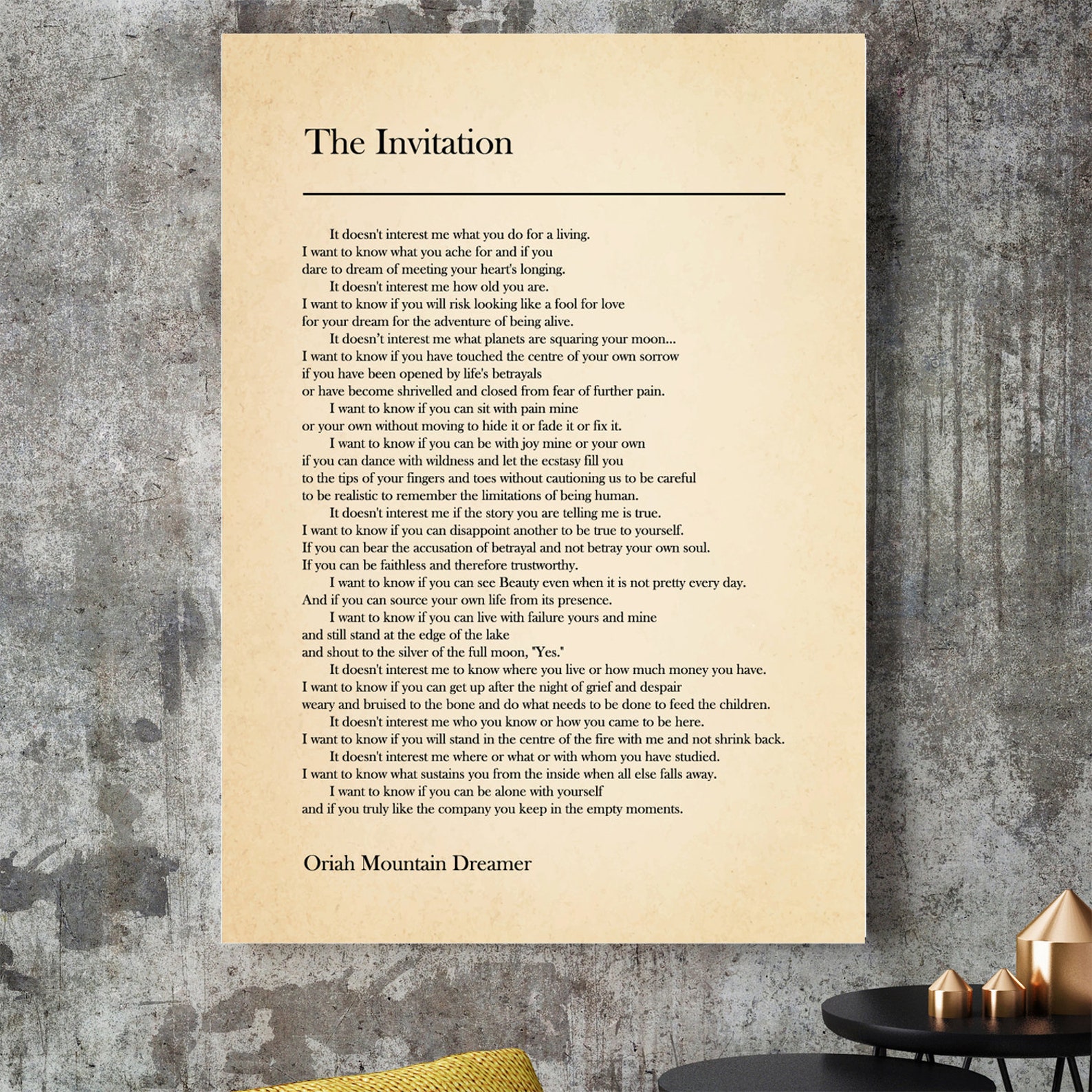 The Invitation Poem by Oriah Mountain Dreamer Poster Poetry Etsy UK