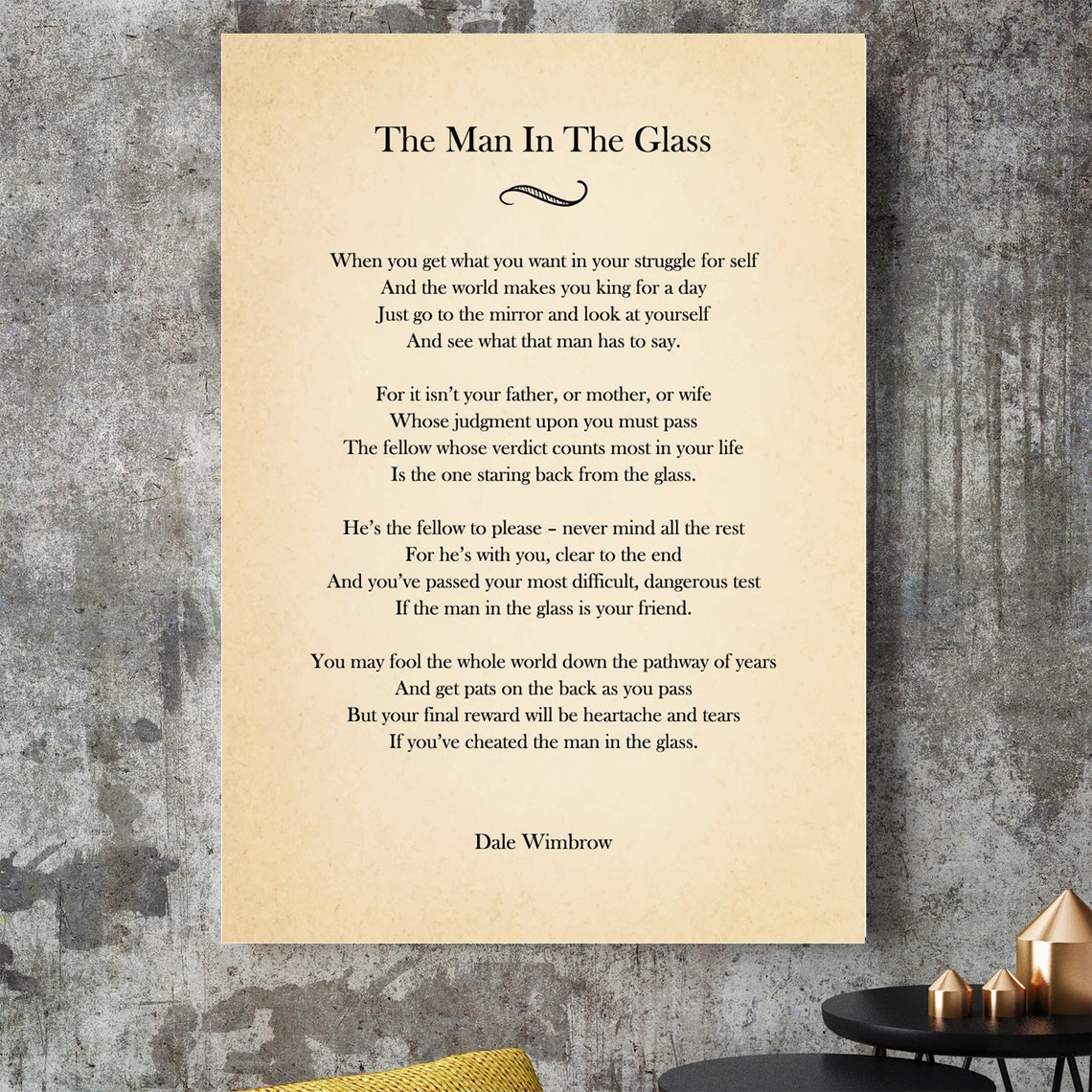 The Man in the Glass Poem by Dale Wimbrow Poster Print Poetry Etsy