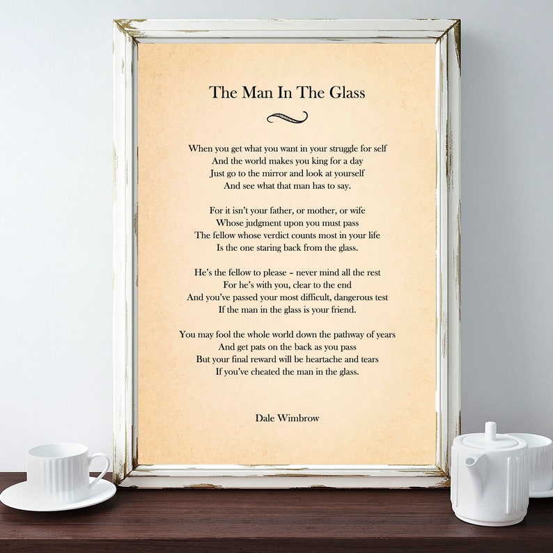 The Man in the Glass Poem by Dale Wimbrow Poster Print Poetry Etsy