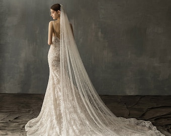 105/" Spanish Lace Cathedral 9/' Long WHITE 1T 1 Layer Mantilla Wedding Veil Tier