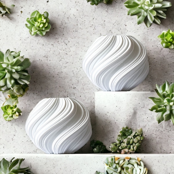 Spinning Coral Wall Planter | Air Plant Holder | Vertical Garden | Indoor Planter | White Wall Mounted| Geometric | Flowing Planter For Wall