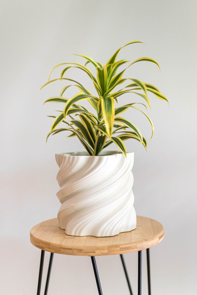 Large Ceramic Planter Pot With Drainage Flowers Medium Etsy