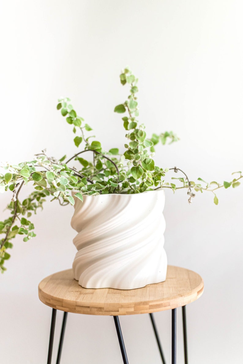 Large Ceramic Planter Pot With Drainage Flowers Medium Etsy