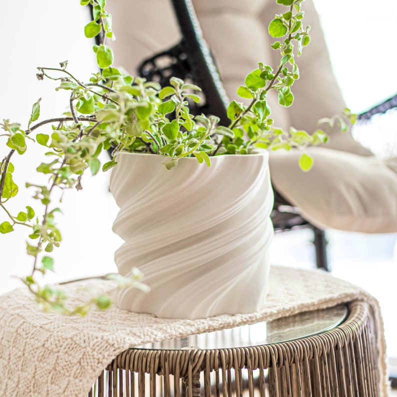 Large Ceramic Planter Pot With Drainage Flowers Medium Etsy