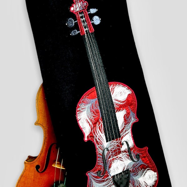 Violin blanket "Feathers" made of velvet and embroidered silk