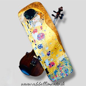 Geigendecke mit Motiv nach „Der Kuss“ von Gustav Klimt | handmade | für Violine oder Viola | Gold-Optik & Kunstcharme