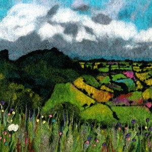 Yorkshire painting, Sutton Bank, Cleveland Way, North Yorkshire View, British countryside, Felt Painting, Art Print image 2