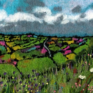 Yorkshire painting, Sutton Bank, Cleveland Way, North Yorkshire View, British countryside, Felt Painting, Art Print image 4