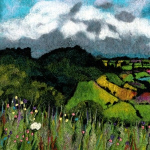 Yorkshire painting, Sutton Bank, Cleveland Way, North Yorkshire View, British countryside, Felt Painting, Art Print image 3