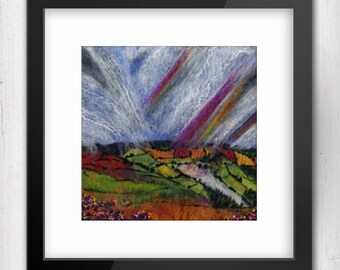 Yorkshire art prints, autumn colours, autumnal, rainbow art, limited edition, North Yorkshire, from original felt art.
