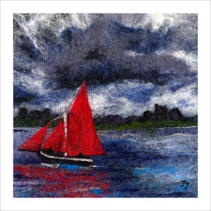 Boat wall art, Ireland seascape, Wild Atlantic Way, Irish art, felt art, limited edition wall art.