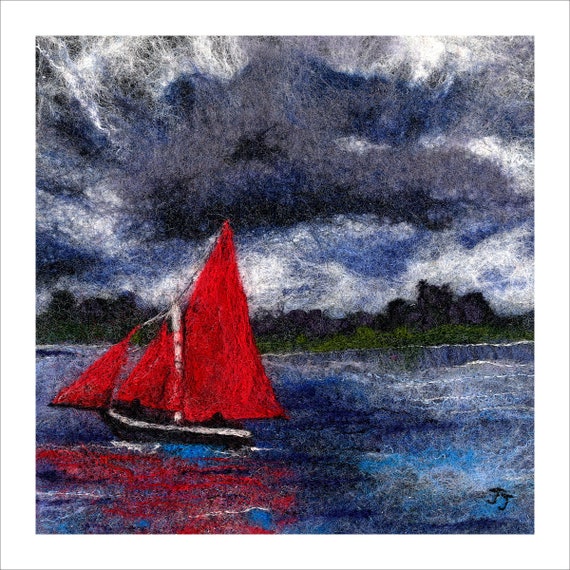 Boat wall art, Ireland seascape, Wild Atlantic Way, Irish art, felt art, limited edition wall art.