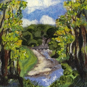 Yorkshire landscape prints, Bolton Abbey, British countryside, limited edition art print, from a felted wool landscape painting.