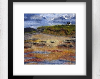 Irish seascape, wild atlantic way, Ireland, beach art, limited edition art print, felt landscape, original felted wool painting