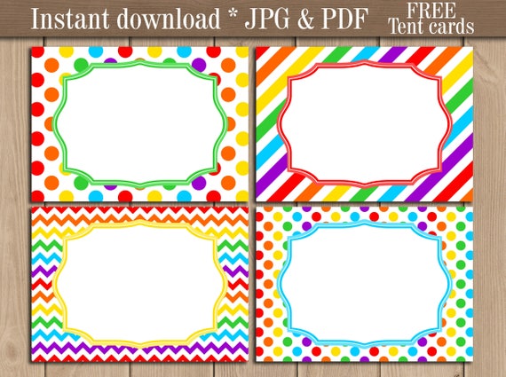 rainbow food tent labels printable address food party buffet etsy australia