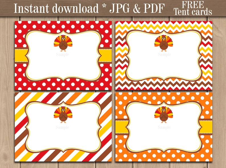 Thanksgiving Food Labels printable. Thanksgiving Tent cards. | Etsy