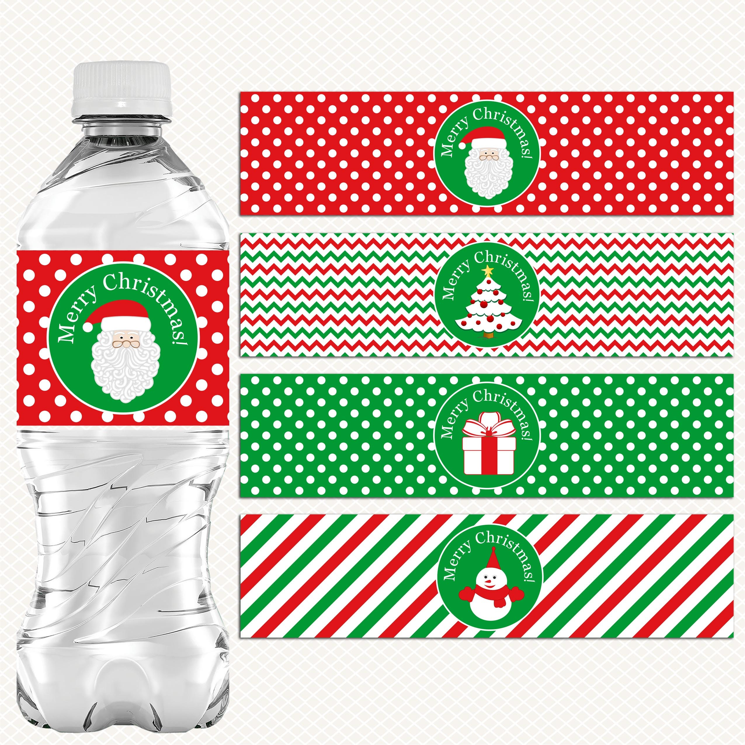 Christmas Water Bottle Labels Printable Water Bottle Etsy