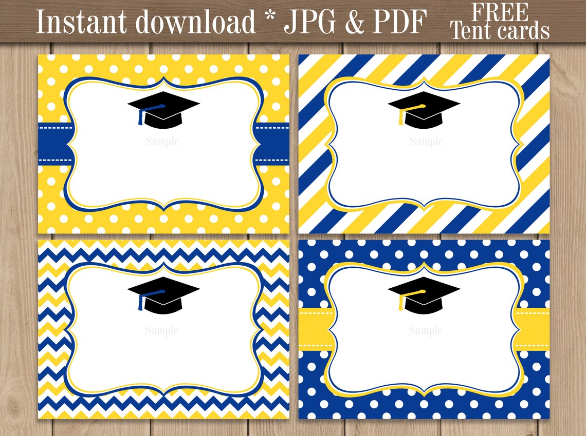 Graduation Food Labels. Blue and Yellow Graduation Candy | Etsy