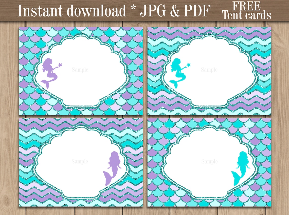 mermaid-food-labels-printable-mermaid-tent-cards-buffet-etsy