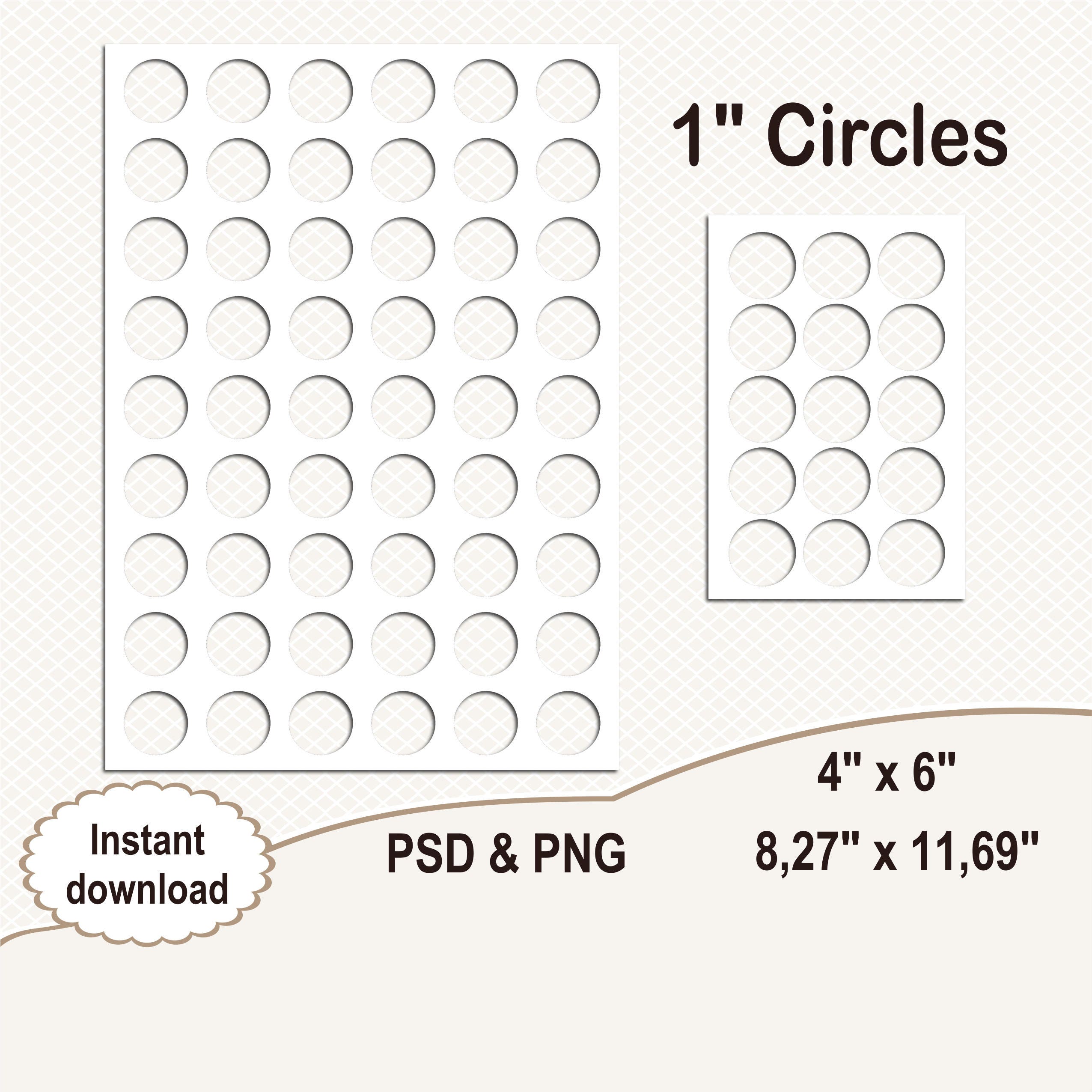 1 Bottle cap template. Digital template. Circles Etsy