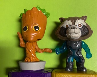 Figuras Marvel Guardianes de la Galaxia McDonalds Groot y Rocket