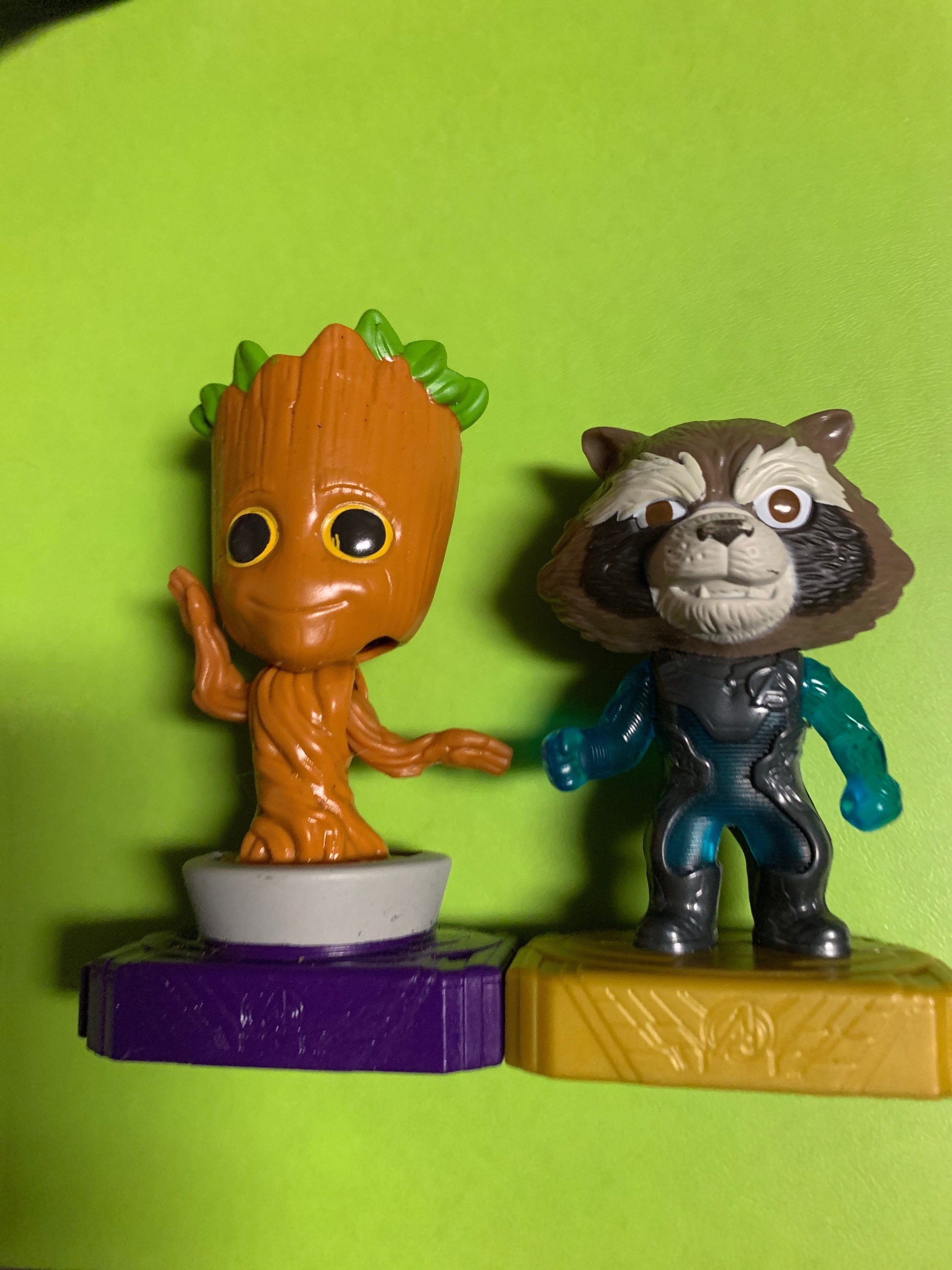 Marvel Guardians of the galaxy McDonalds figures Groot and Etsy
