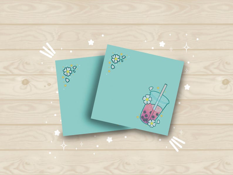 Milk Tea Boba Sticky Notes | Kawaii Pastel Stationery - Etsy