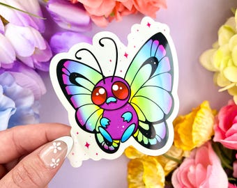 Rainbow Butterfly Clear Vinyl Sticker | Waterproof Decal