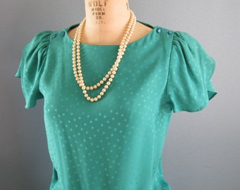 Emerald Green Silk Dress / Liz Claiborne Vintage Silk Dress