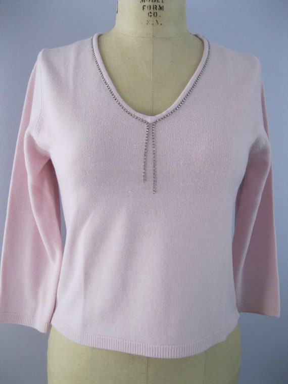 Fancy Dusty Rose / Pink Sweater With Rhinestones /