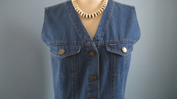 Chambray Denim Sleeveless Dress / Albert Goldberg… - image 1